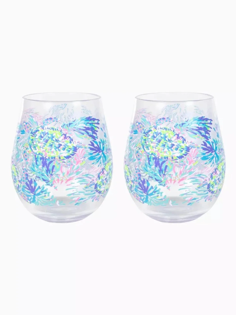 NWT Lilly Pulitzer Acrylic Wine Glass Set in Shell of a Party